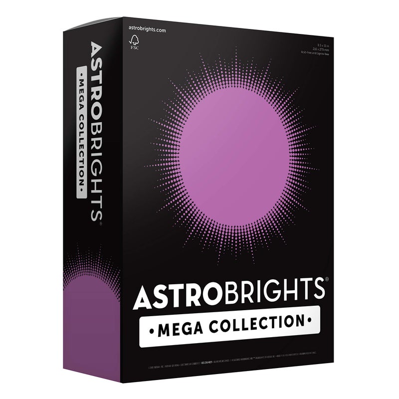 Astrobrights Mega Collection, Colored Cardstock, Bright Purple, 320 Sheets, 65 lb/176 gsm, 8.5" x 11" - MORE SHEETS! (91697) - Image 1